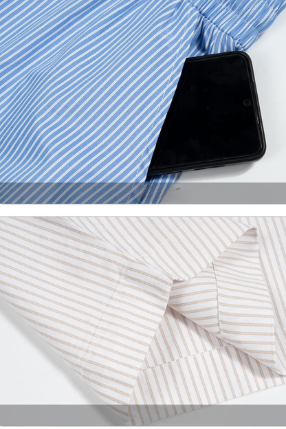 Men's Summer Stripe Loose Curved Drawstring Pants