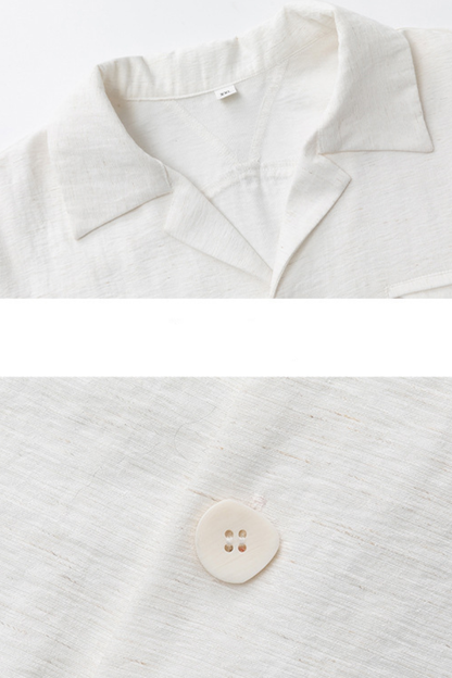 Men's Summer Camp Collar Breathable Linen Short Sleeve Shirt