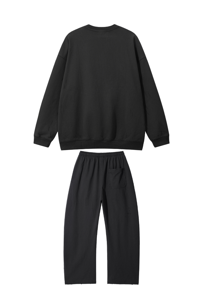 Women Fall Clothing Washed Pullover Wide Leg Sweatpants Set