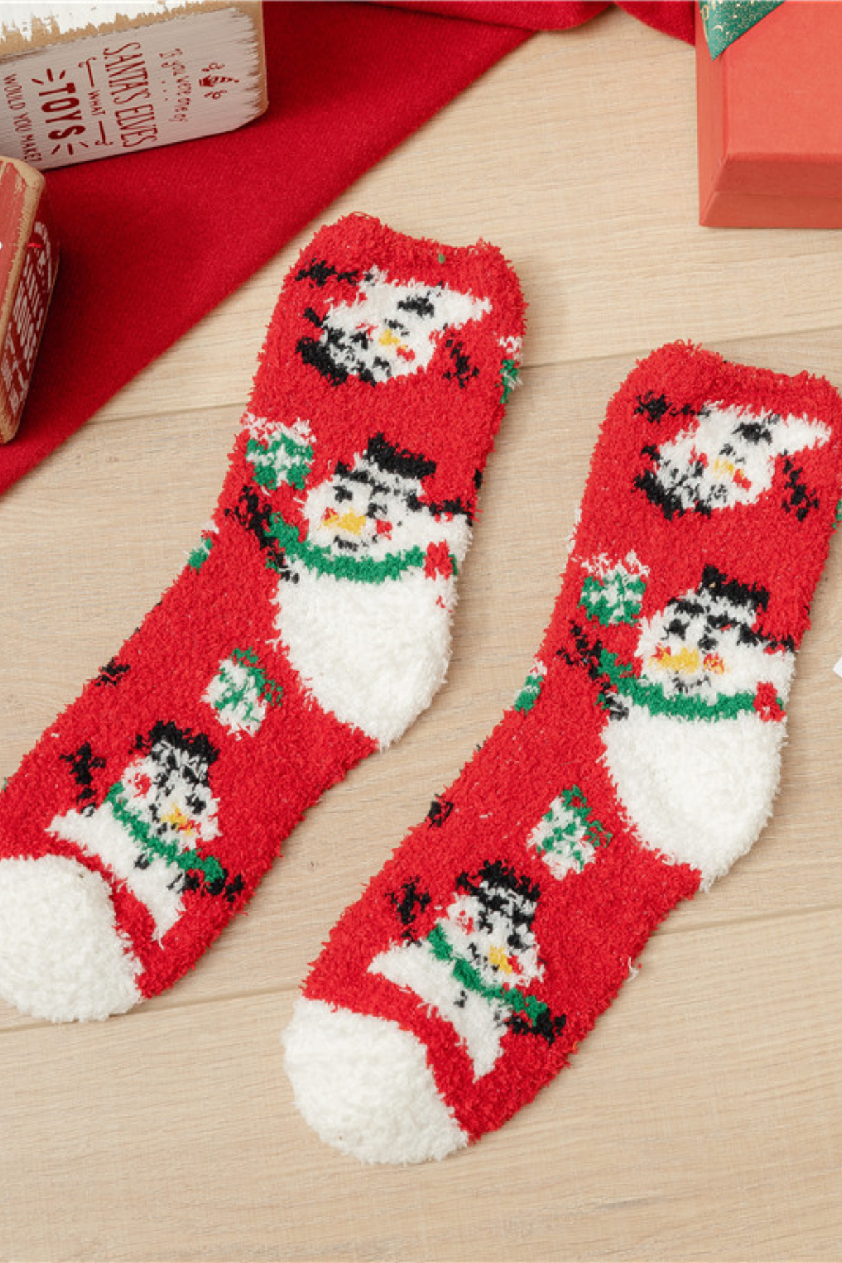 Women's Christmas Coral Fleece Santa Elk Tree Mid Calf Socks