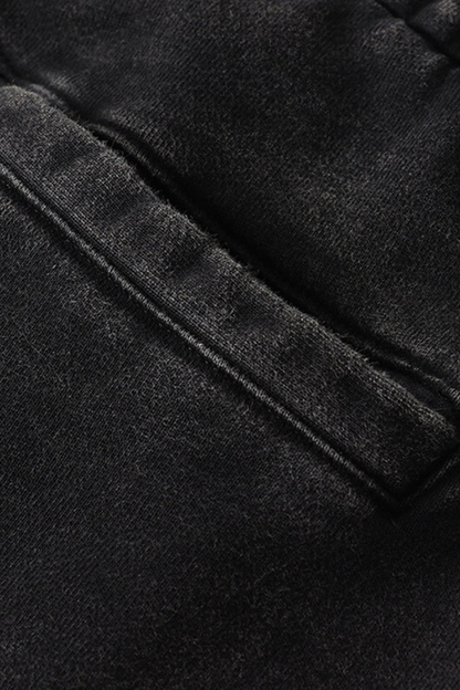 Men's Cotton Streetwear Washed Worn-Out Curved-Blade Pants