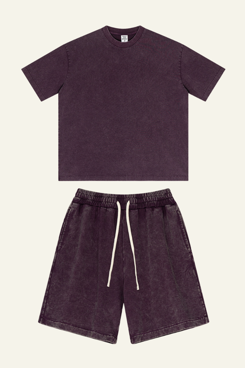 Men's Cotton Dopamine Set: T-shirt And Athletic Wear Short