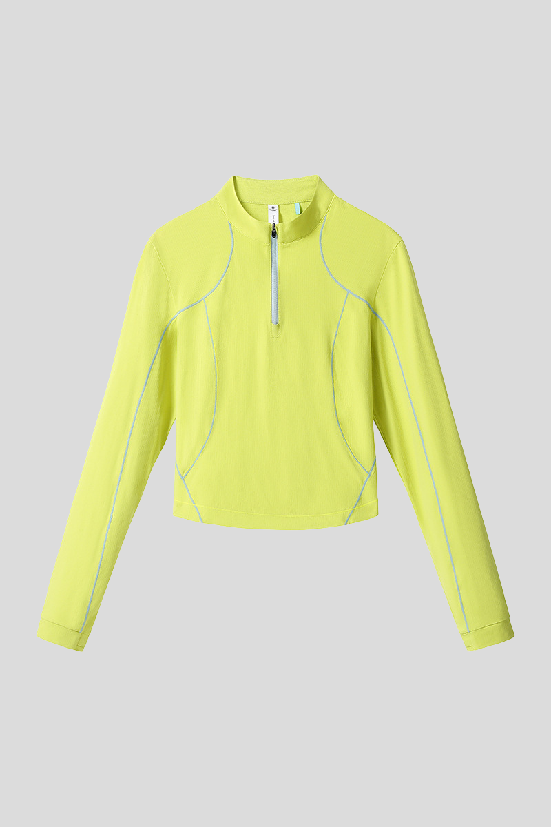 Women's Outdoor Run Quick Dry Long Sleeve Crop Zip Top