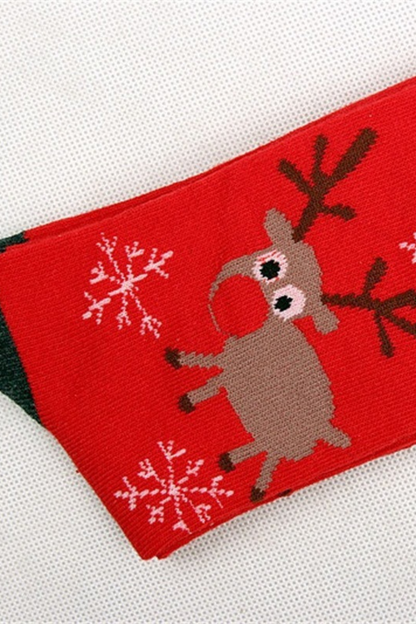 Women's Christmas Cotton Crew Socks Santa Elk Snowman Socks