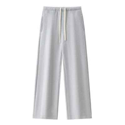 Unisex Spring Cotton Wide-Leg Drawstring Pocket Sweatpants