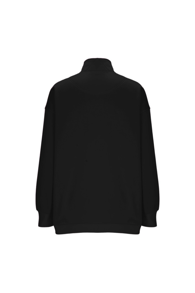 Women Fall Half Zip Snap Button Kangaroo Pocket Sweatshirt