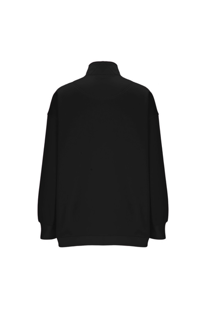Women Fall Half Zip Snap Button Kangaroo Pocket Sweatshirt