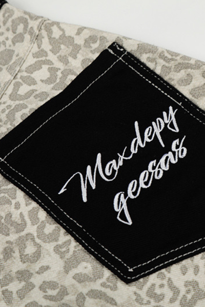 Unisex Spring Retro Colorblock Leopard Wide Straight Jeans