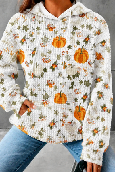 Unisex Fall Clothing Halloween Waffle Knit Graphic Hoodie