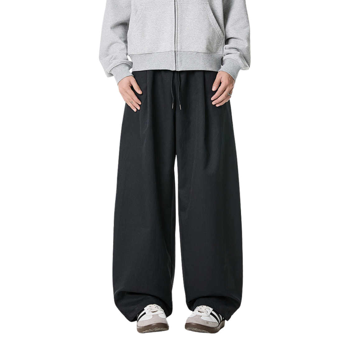 Men's Spring Pleated Loose Curved Wide Solid Pants