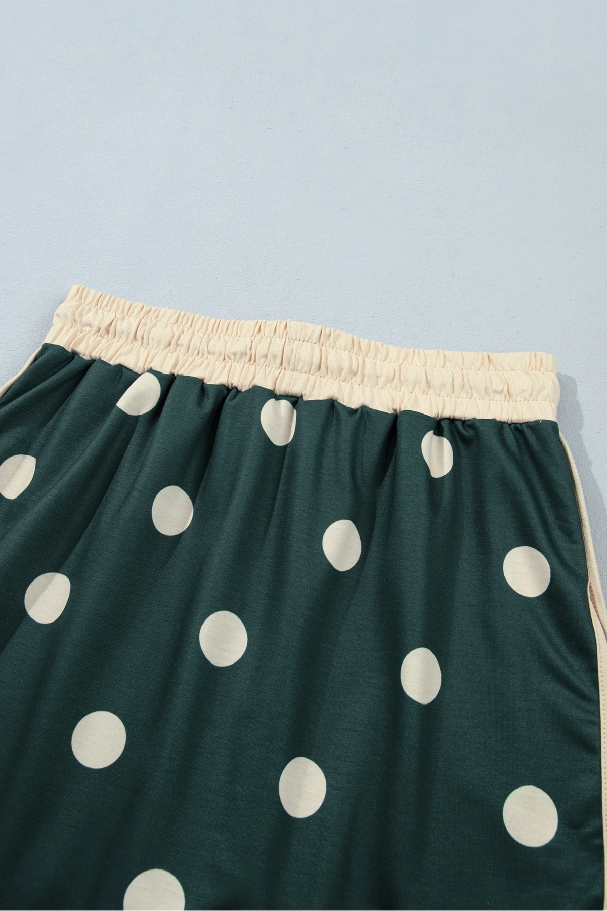 Women Spring Polka Dot Mock Neck Curved Hem Skirt Set