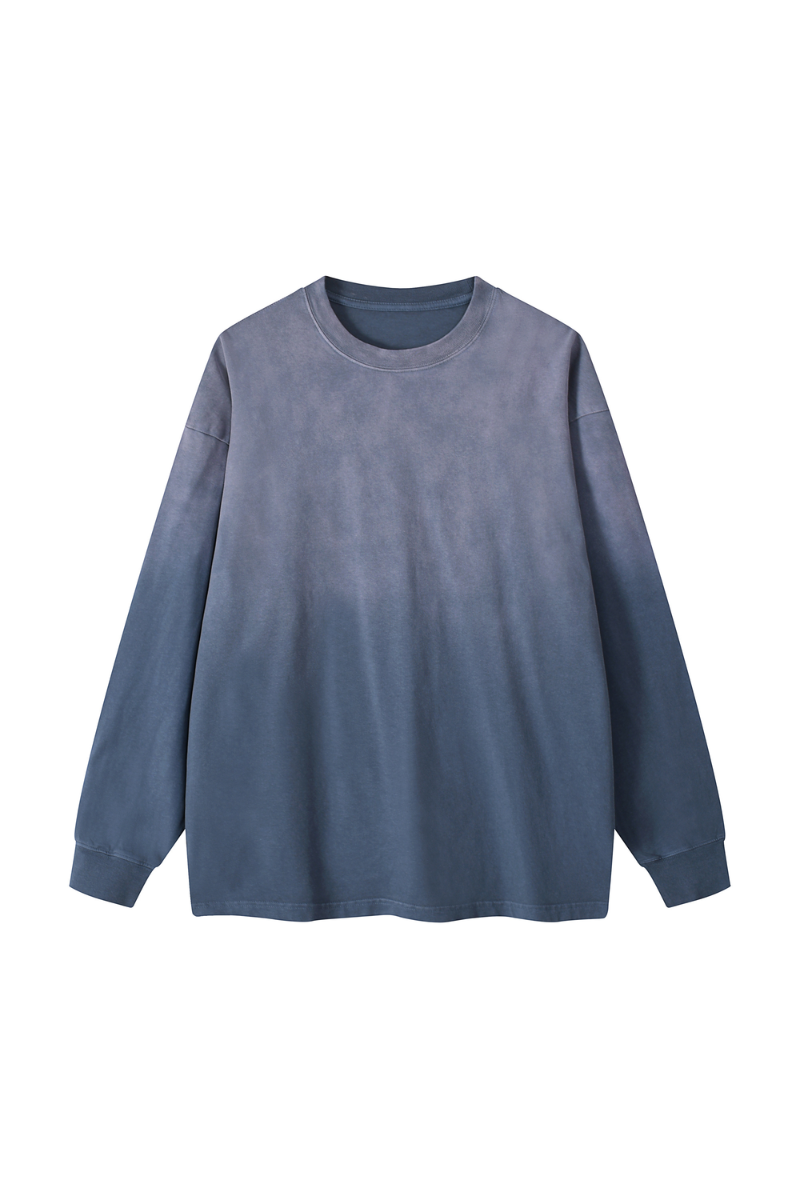 Men Fall Clothing Washed Loose Long Sleeve Cotton Top