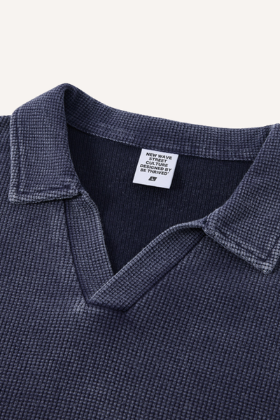 Men's Summer Vintage Washed Waffle Breathable Loose Polo