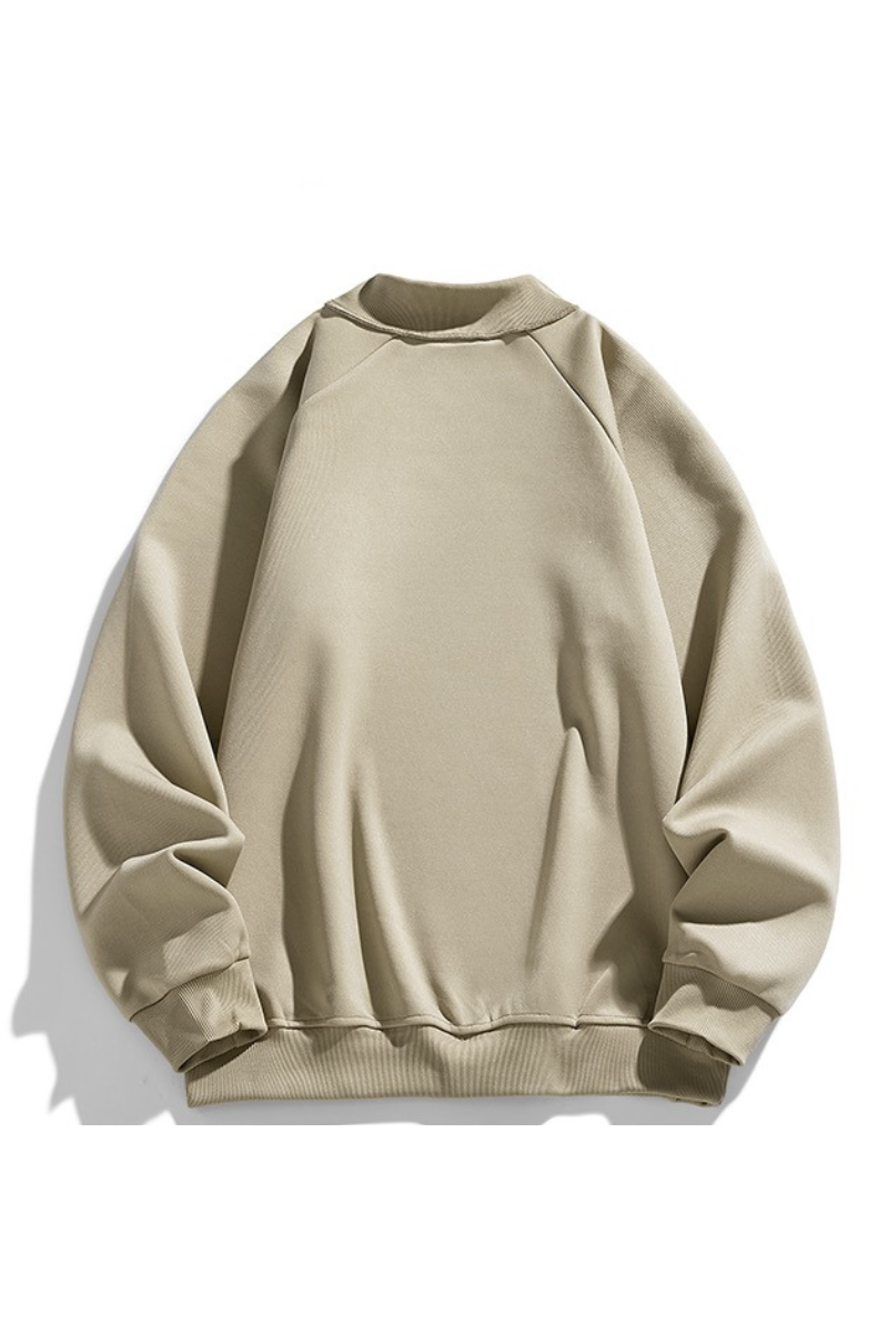 Men Spring Diagonal Zip Mock Neck Oversized Sweatshirt