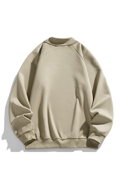 Men Spring Diagonal Zip Mock Neck Oversized Sweatshirt