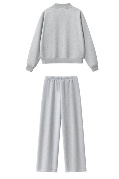 Women Fall Clothing Mock Neck Sweatshirt Wide Leg Pants Set