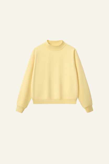 Women's Streetwear Stand-Collar Solid Mock Neck Sweatshirt