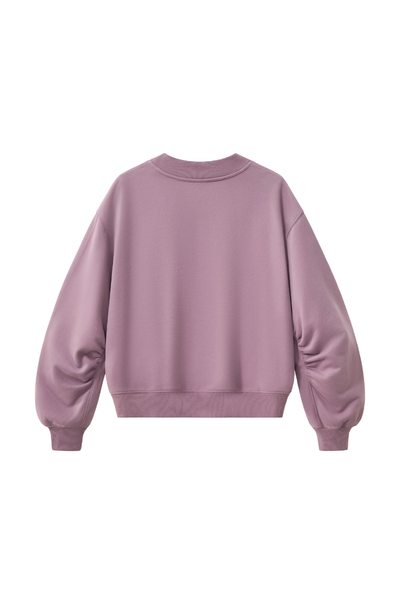 Women Fall Clothing V Neck Boxy Cropped Lantern Sweatshirt