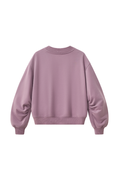 Women Fall V Neck Boxy Cropped Lantern Sleeve Sweatshirt