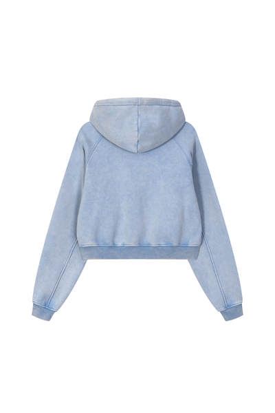 Women Fall Clothing Fleece Lined Washed Cropped Hoodie