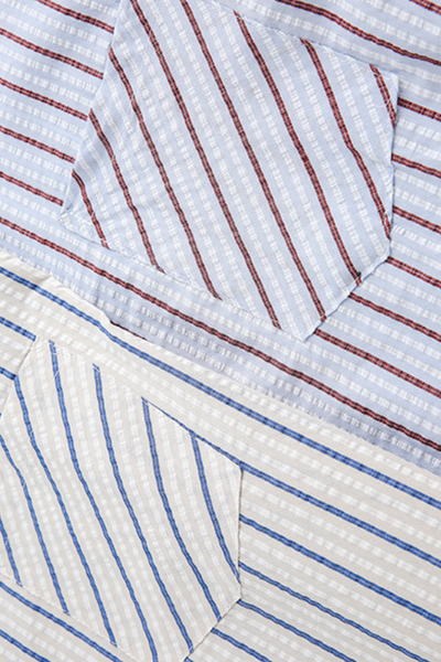 Unisex Spring Cotton Stripe Set-in Long Sleeve Retro Shirt