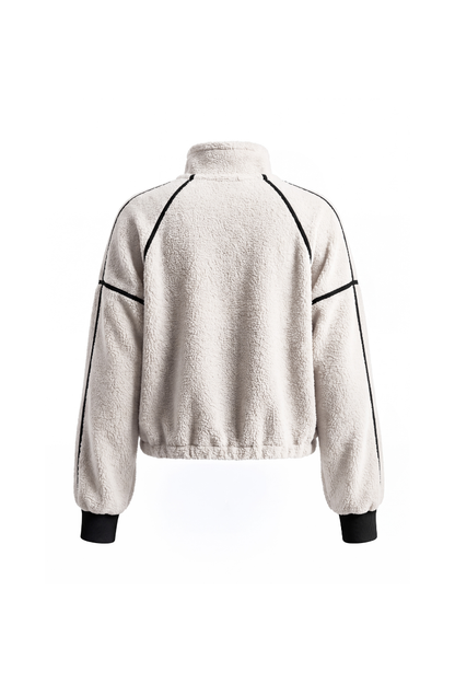 Unisex Fall Clothing Half-Zip Colorblock Sherpa Jacket