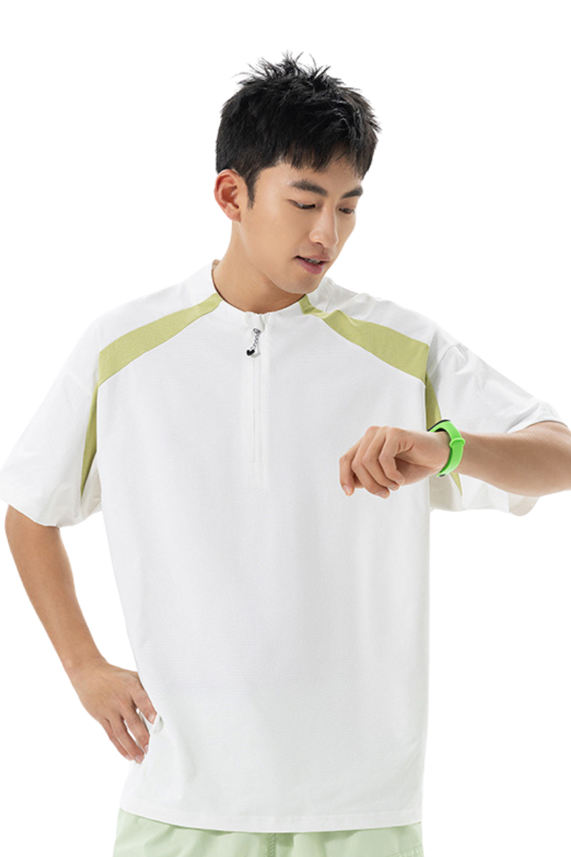 Men's Summer Outdoor Mint Half Zip Quick Dry Tee