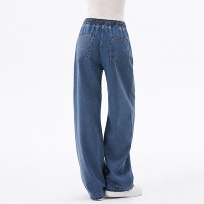 Women's Drawstring Waist Wide Leg Jeans