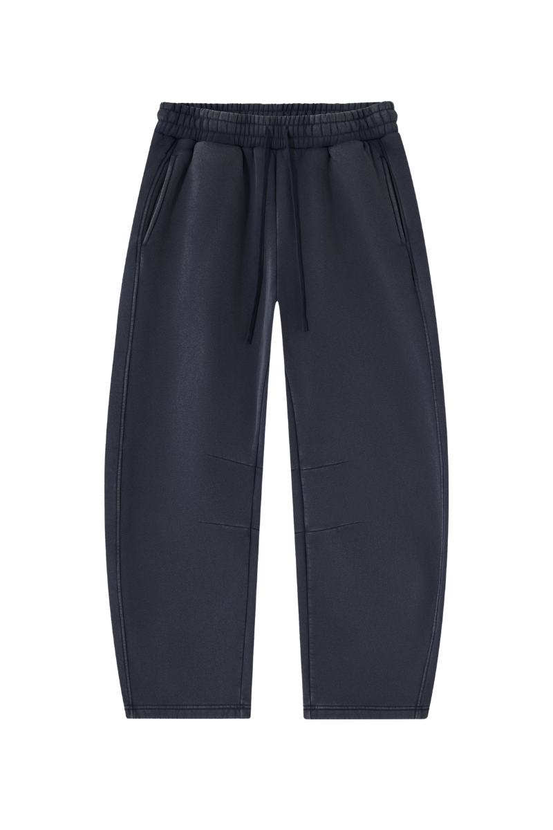 Unisex Fall Clothing Fleece-Lined Curved Wide-Leg Pants