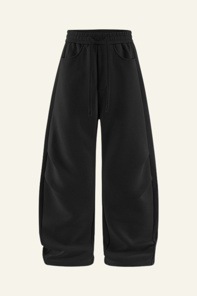 Men's Streetwear Double-pleated Curved  Pants