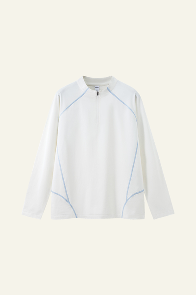 Men's Streetwear Stand Collar Half Zipper Long-Sleeve T-shirt