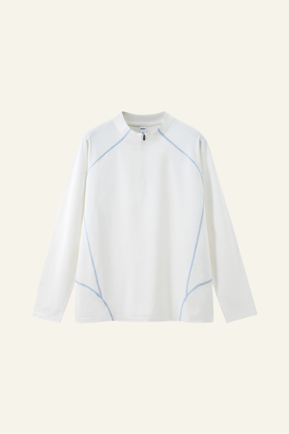 Men's Streetwear Stand Collar Half Zipper Long-Sleeve T-shirt