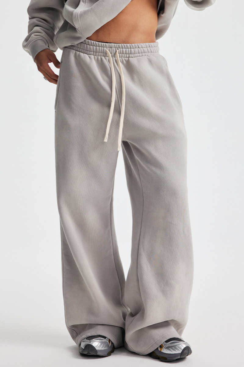 Men's Streetwear Washed Distressed Fleece-Lined  Pants