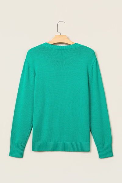 Women's Christmas Letter Jacquard Loose Long Sleeve Sweater
