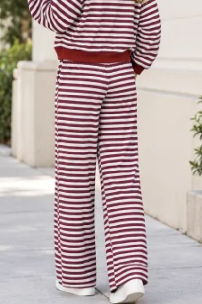 Women All Season Striped Straight Leg Lounge Pants