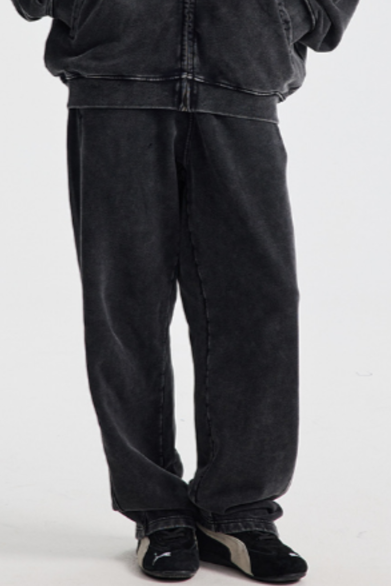 Men's Cotton  Streetwear Washed Distressed Wide Leg Pants