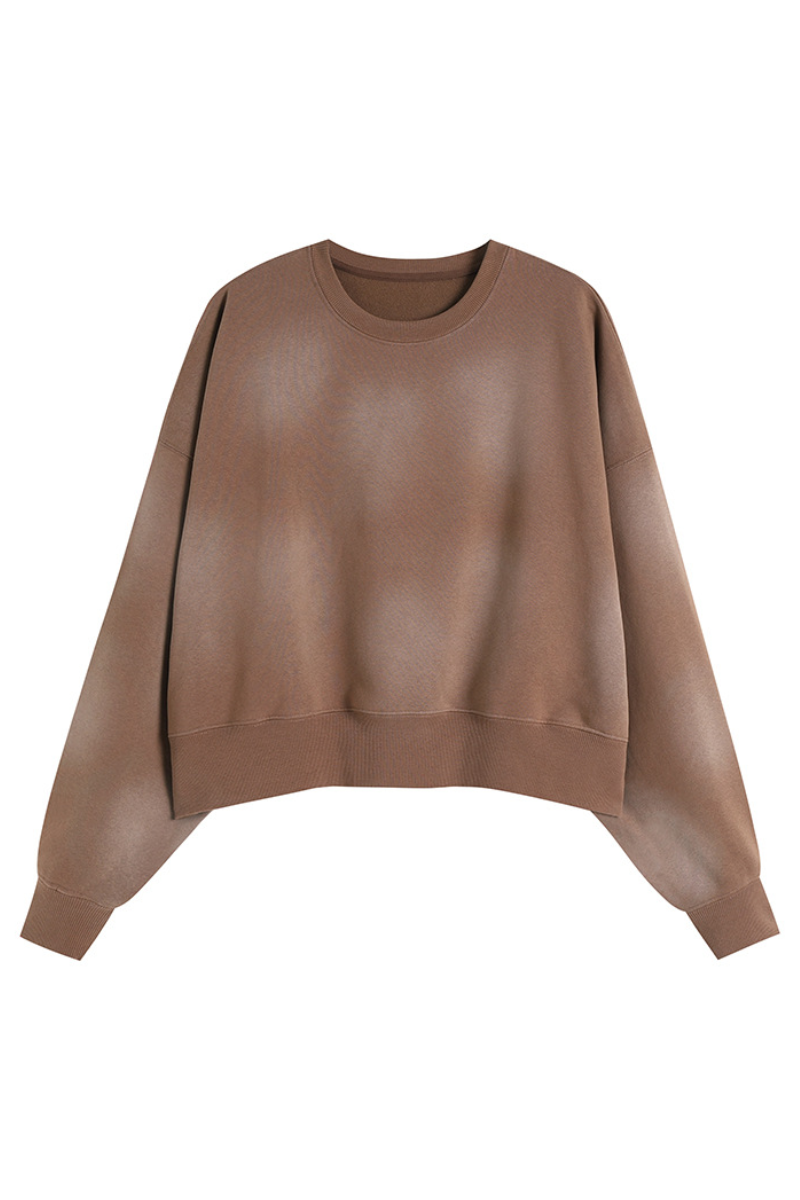 Women's Fall Vintage-Wash Cropped Crewneck Sweatshirt
