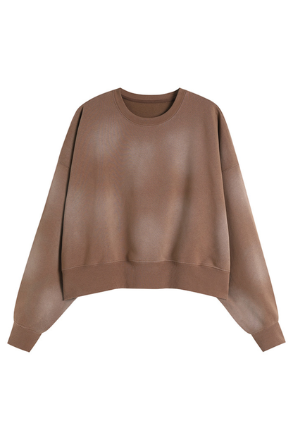 Women's Fall Vintage-Wash Cropped Crewneck Sweatshirt