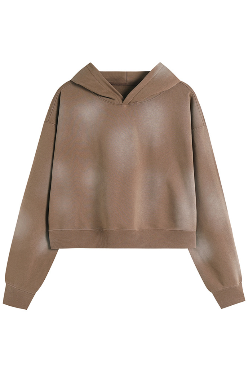Women's Fall Gradient-Wash Cropped Pullover Hoodie