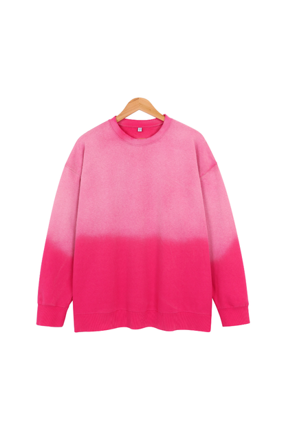 Women Fall Washed Vintage Gradient Crew Neck Sweatshirt
