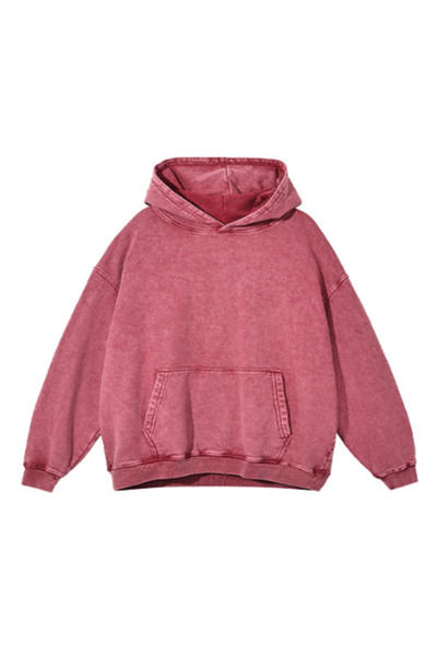 Women Fall 100% Cotton Wax Washed Vintage Pocket Hoodie