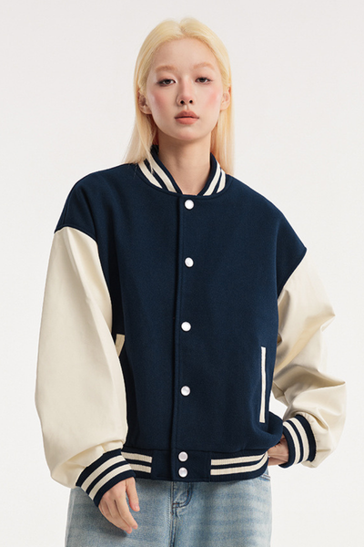 Unisex American Retro Sporty Baseball Jacket Cleanfit Loose