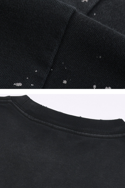 Men's 250g Cotton Distressed Loose Spray Wash Tee