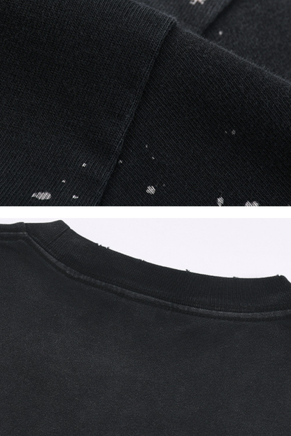 Men's 250g Cotton Distressed Loose Spray Wash Tee