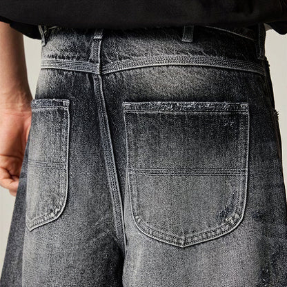 Men's Summer Gradient Cat Whisker Distressed Denim Shorts