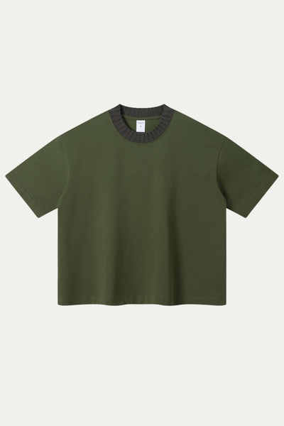 Women's 305g Cotton Colorblock Knit Boxy Crewneck Tee