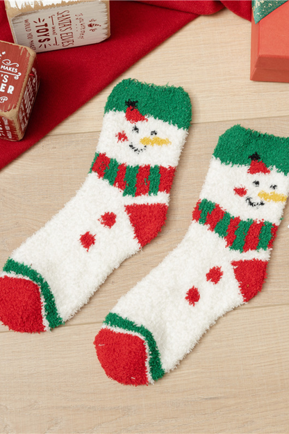 Women's Christmas Coral Fleece Santa Elk Tree Mid Calf Socks