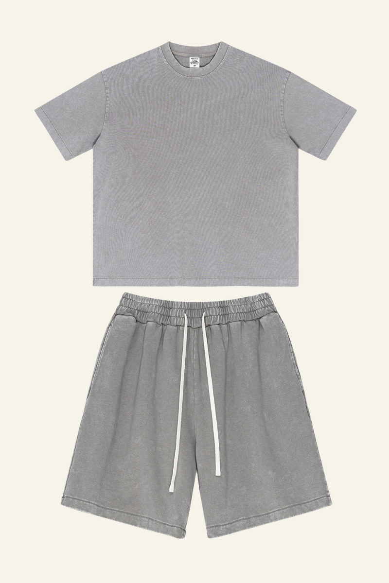 Women's Cotton Dopamine Set: T-shirt & Athletic Wear Short