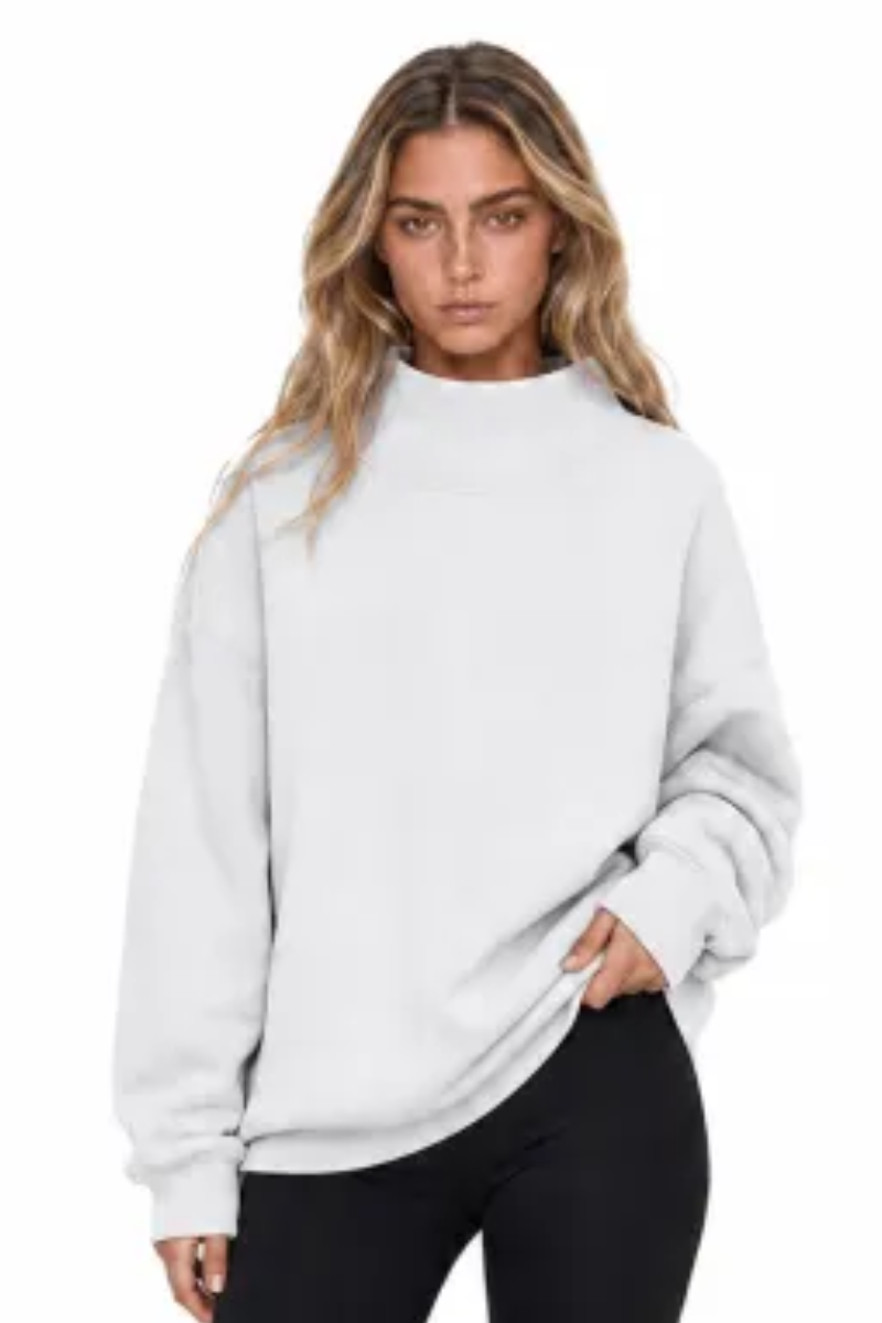 Women Fall Mock Neck Cutout Oversized Casual Sweatshirt