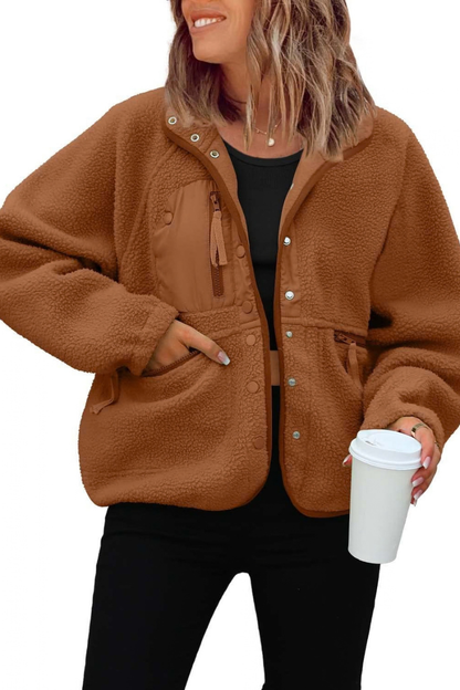 Women Fall Clothing Cozy Sherpa Fleece Utility Jacket